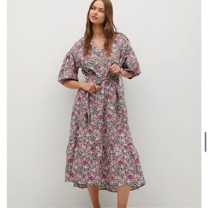 Mango Floral tie dress